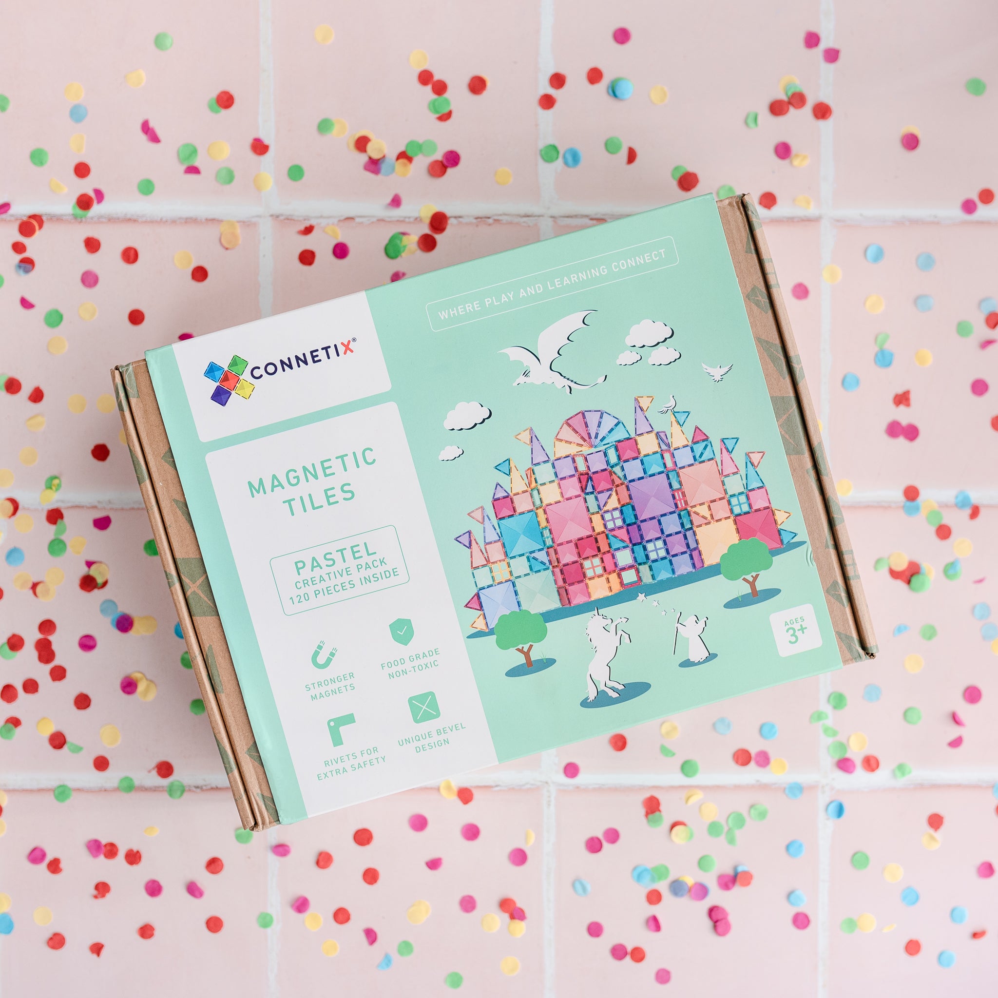 Pastel Creative Magnetic Tiles 120 Pieces - Connetix Tiles – Seek