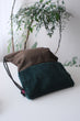 Kids Drawstrings Bag - Brown and Green (Handmade in Japan)