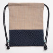 Kids Drawstrings Bag - Beige and Navy (Handmade in Japan)