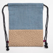 Kids Drawstrings Bag - Blue and Beige(Handmade in Japan)